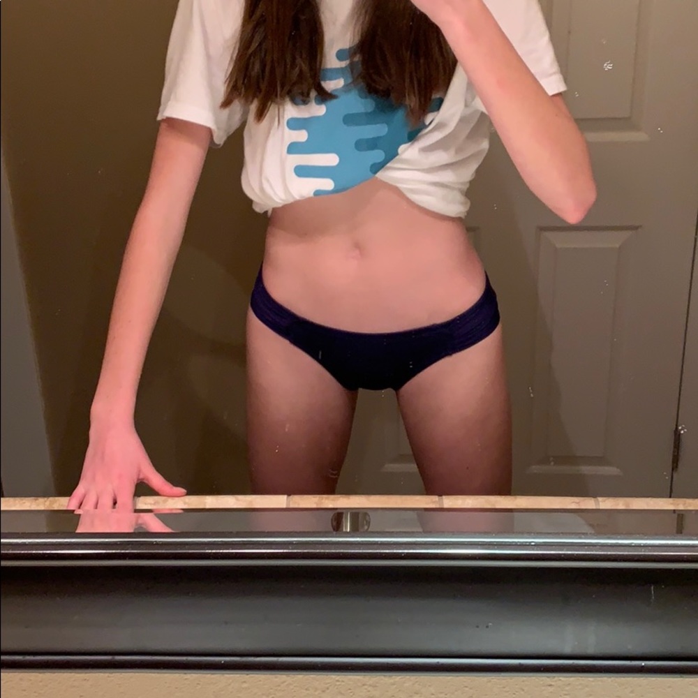 blue bathing suit bottoms